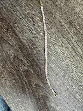 Classic Crystal Tennis Bracelet in Gold Tone
